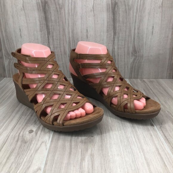 Baretraps Wedge Sandals Womens 8M Trella Brown Hook and Loop Shoes - Picture 3 of 12